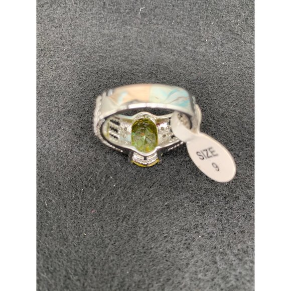 Yellow center stone Statement Ring,  9 Yellow Stone Ring   925 Stamp - Picture 6 of 8